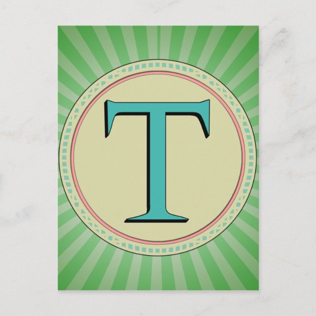 T MONOGRAM SCHREIBEN POSTKARTE (Vorderseite)