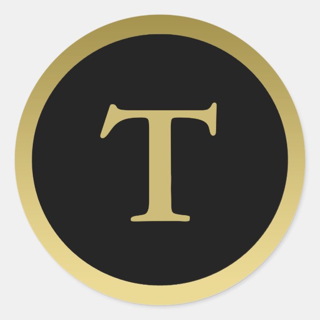 T: Monogram T Elegant Gold und Black Sticker (Vorderseite)