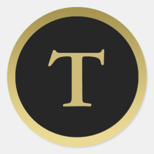 T: Monogram T Elegant Gold und Black Sticker