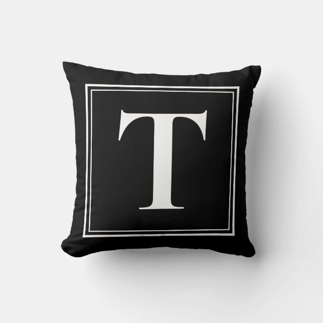 T Monogram Template Elegant Moderne Schwarz-weiße Kissen (Vorderseite)