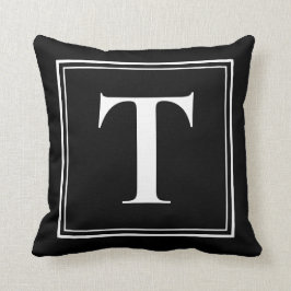 T Monogram Template Elegant Moderne Schwarz-weiße Kissen