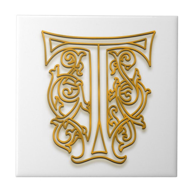 T-Monogramm-"irisches Gold" Keramik-Fliese Fliese (Vorderseite)