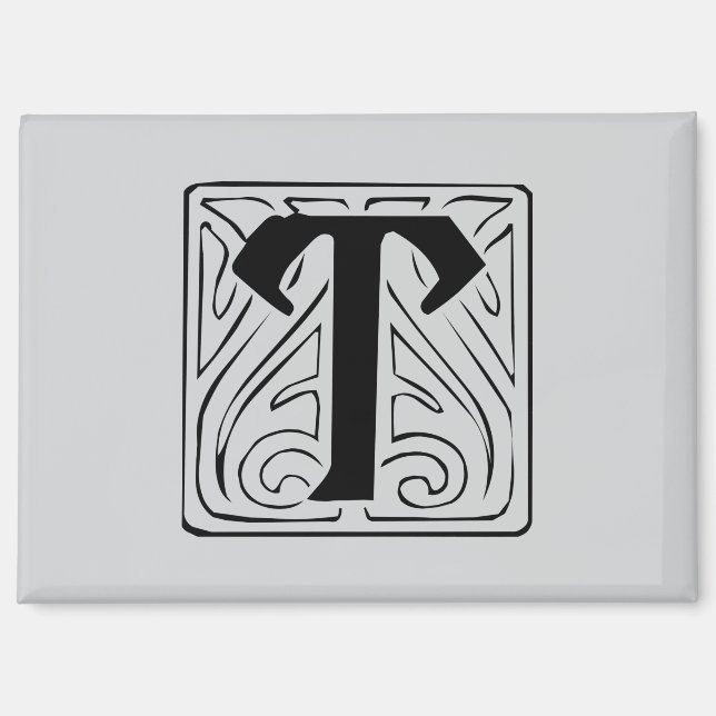 T Monogramm schwarz Magnet (Vorderseite)