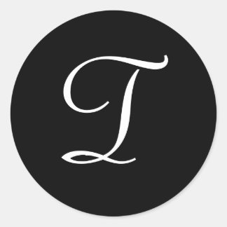 T Monogramm Schwarz-weiße Hochzeitskleber Runder Aufkleber