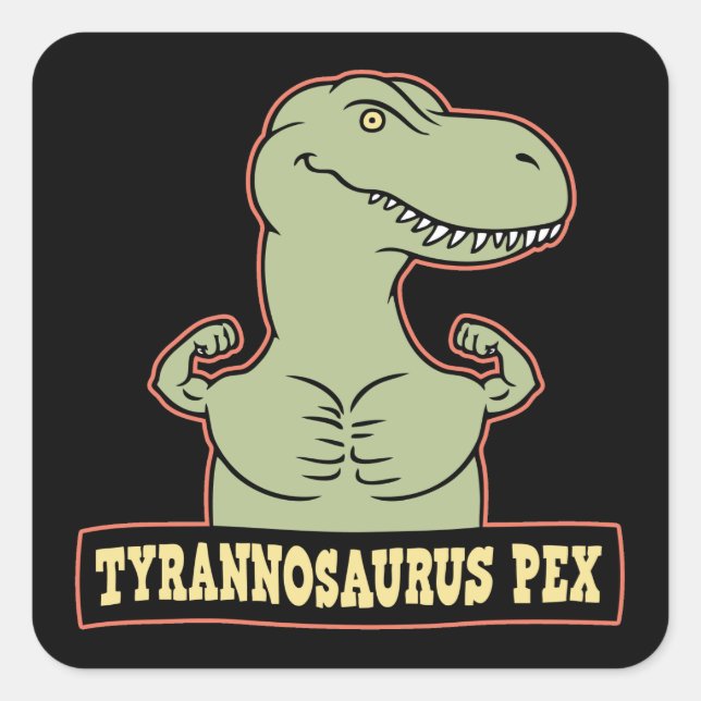T-Pex Quadratischer Aufkleber (Vorderseite)