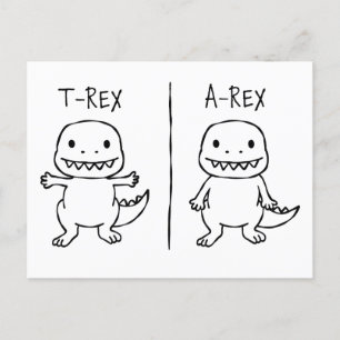T-Pose-T-Rex-Sketch Feiertagspostkarte