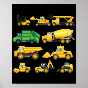 T reqcukiTrucks und Diggers Kleinkinder Bau Poster