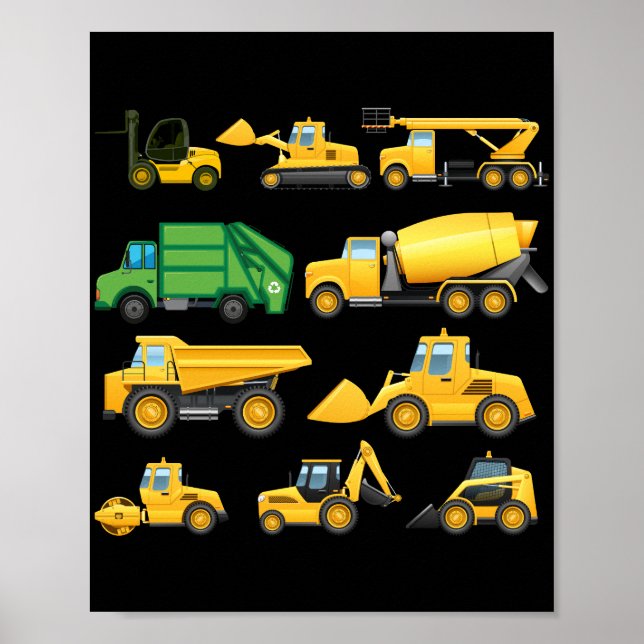 T reqcukiTrucks und Diggers Kleinkinder Bau Poster (Vorne)