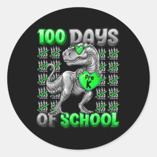 T-rex 100 Tage der Schule vor-k 100 Tage klüger Bo Runder Aufkleber