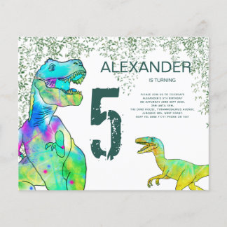 T Rex 5. Geburtstagspartei Einladung Flyer