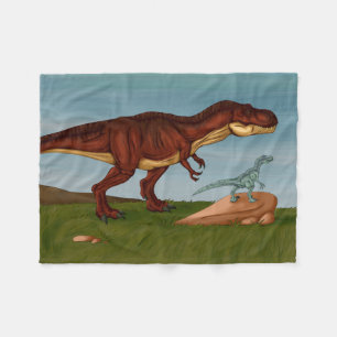 T-Rex and Velociraptor Fleecedecke