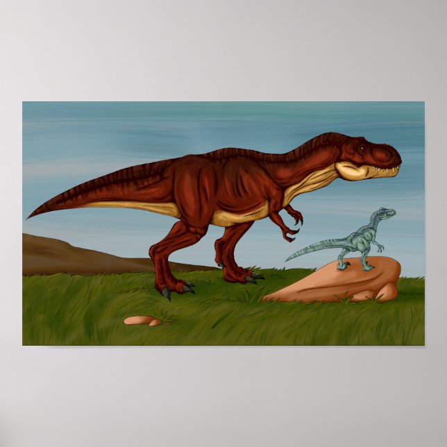 T-Rex and Velociraptor Poster (Vorne)