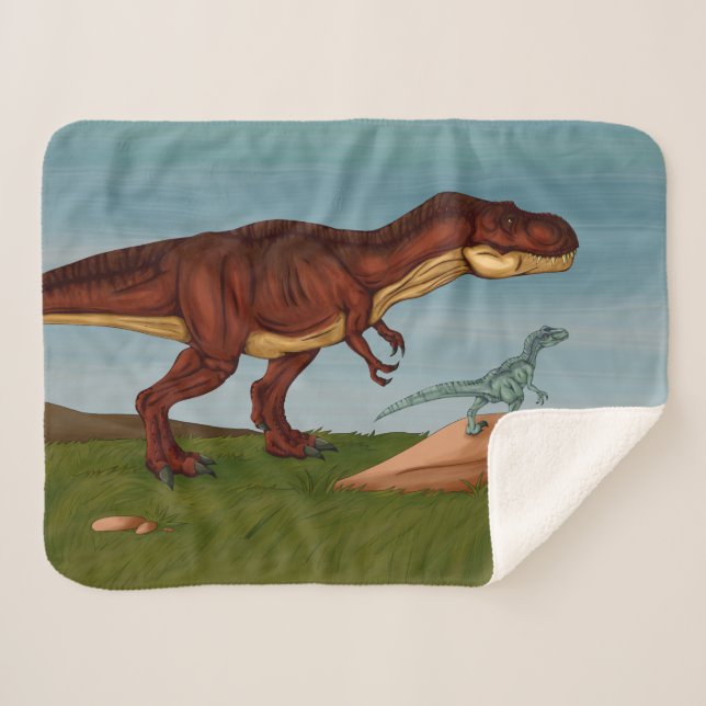 T-Rex and Velociraptor Sherpadecke (Vorderseite (Horizontal))