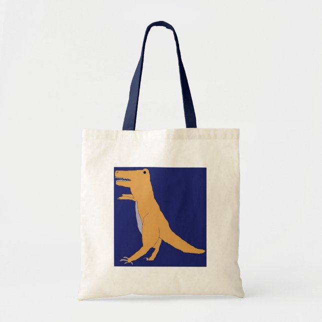 T. Rex auf blauem Beutel Tragetasche (Vorne)