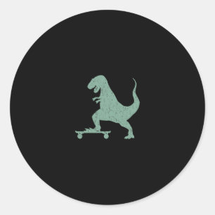 T-Rex auf einem Skateboard Grunge Dinosaurier Skat Runder Aufkleber