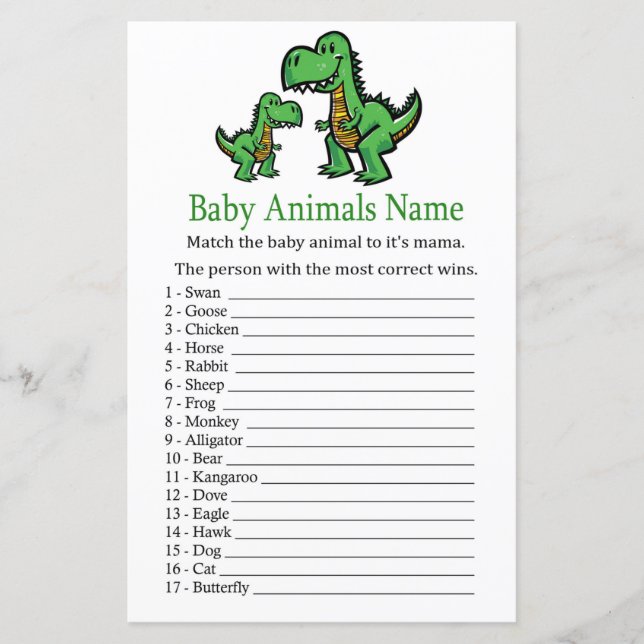 T-rex Baby Animals Name Game (Vorderseite)