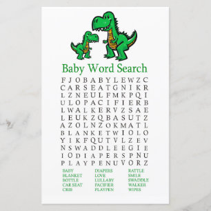 T-rex Baby Shower Word Search Game