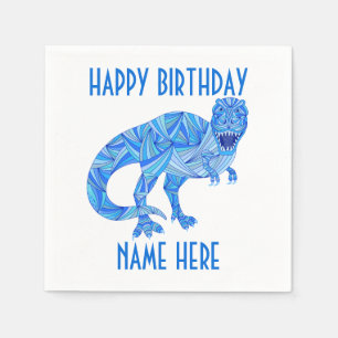T-Rex Blue Dinosaur Niedlich Prähistorischer Gebur Serviette