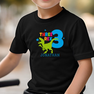 T Rex Boys Niedlicher 3. Geburtstag Personalisiert Kleinkind T-shirt