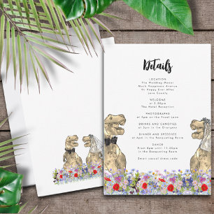 T-Rex Braut und Groom Dinosaur Hochzeitdetails Begleitkarte