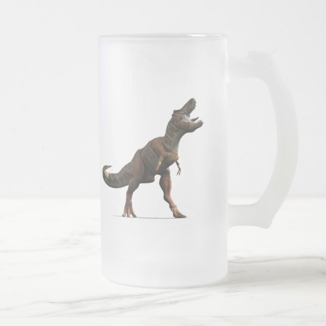 T-rex Brüllen Mattglas Bierglas (Rechts)