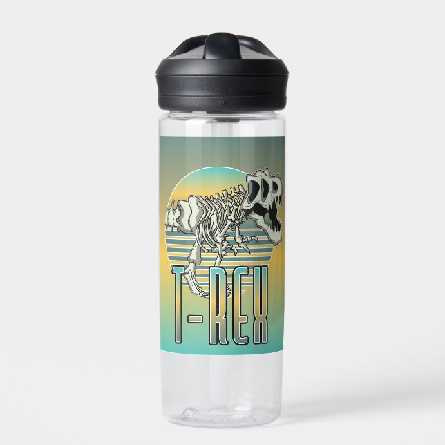 T-REX-Cartoon-Logo Trinkflasche (Vorderseite)