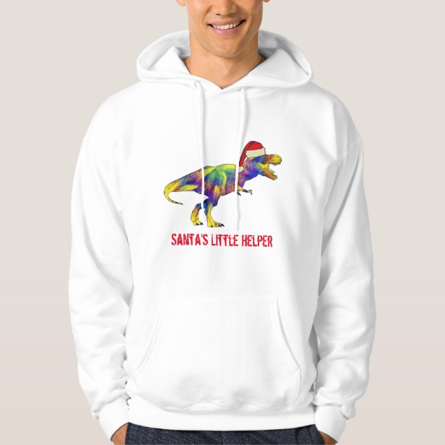 T-Rex Christmas Dinosaur Santa Quote Hoodie (Vorderseite)