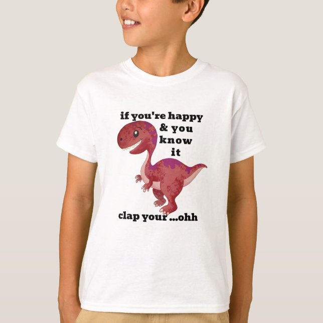 T-Rex Clap your Hands Spaß Funny T - Shirt Design (Vorderseite)