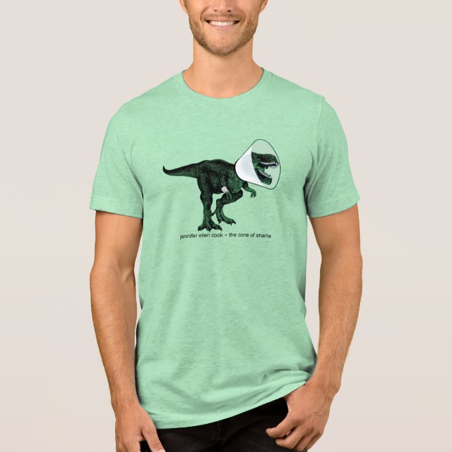 T Rex Cone of Shame    Jennifer ellen Cook Tri-Blend Shirt (Vorderseite)