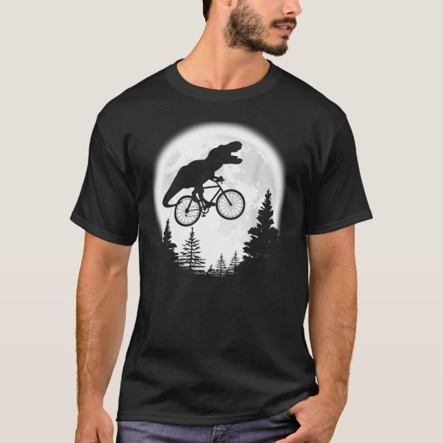 T-Rex Cycling Moon Bike Dinosaur Riding Bicycle Fu T-Shirt (Vorderseite)
