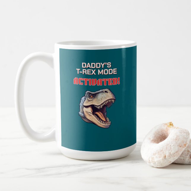 T-Rex Dad-Modus aktiviert Dinosaurier-Meme  Kaffeetasse (Mit Donut)