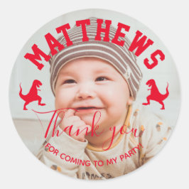 T rex danke Dinosaur Kindergeburtstag Runder Aufkleber