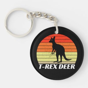 T-Rex Deer Tyrannosaurus Kangaroo - Retro Sunset Schlüsselanhänger