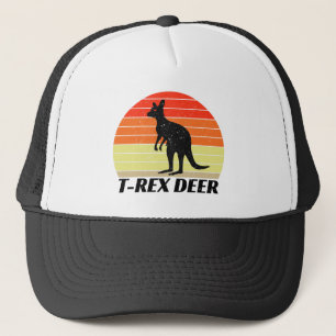 T-Rex Deer Tyrannosaurus Kangaroo - Retro Sunset Truckerkappe