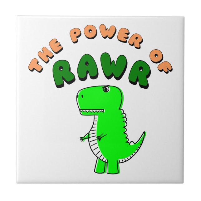 T-Rex des Powers von RAWR Fliese (Vorderseite)