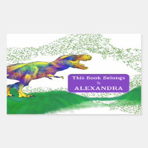 T Rex Dieses Buch gehört Kind Vorname Rechteckiger Aufkleber