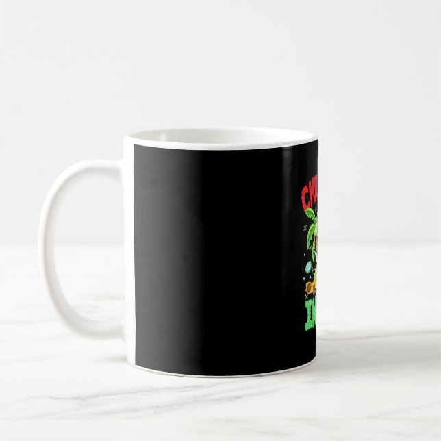 T Rex Dino Christmas im Juli Jungs Kleinkind Kaffeetasse (Links)