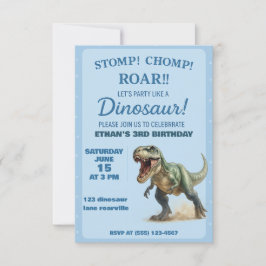 T-Rex Dino Geburtstagsparty Einladung für Jungen