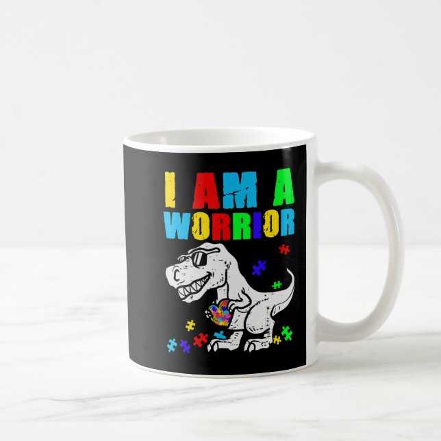 T Rex Dino I Bin ein Krieger Autismus Autismus Bew Kaffeetasse (Rechts)