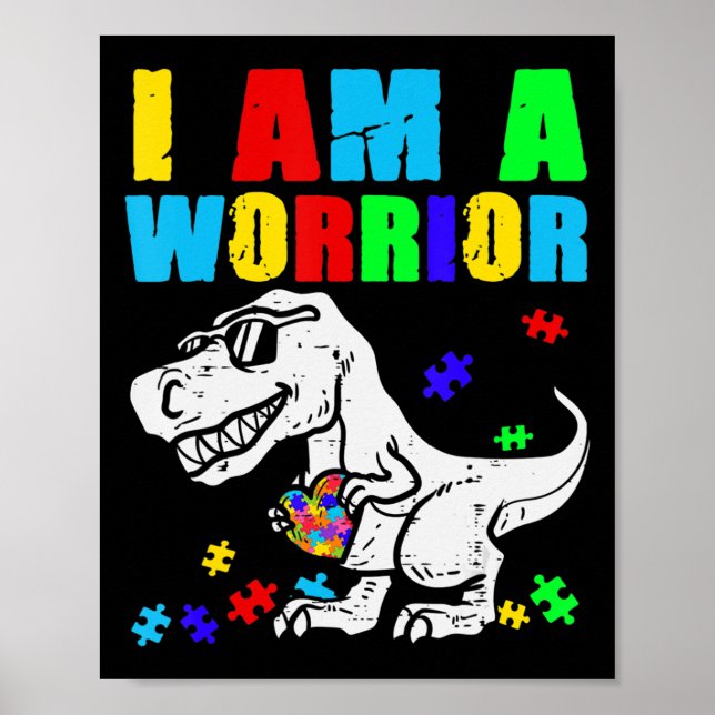 T Rex Dino I Bin ein Krieger Autismus Autismus Bew Poster (Vorne)