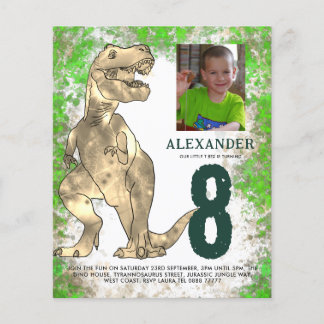 T Rex Dino Jungle Geburtstagsparty Foto Budget Flyer