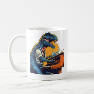 T-Rex-Dino-Klaviérmusik spielender Dinosaurier-Pia Kaffeetasse