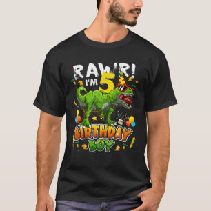 T Rex Dino Rawr Im 5 Dinosaur 5th Birthday Boy 5 Y T-Shirt