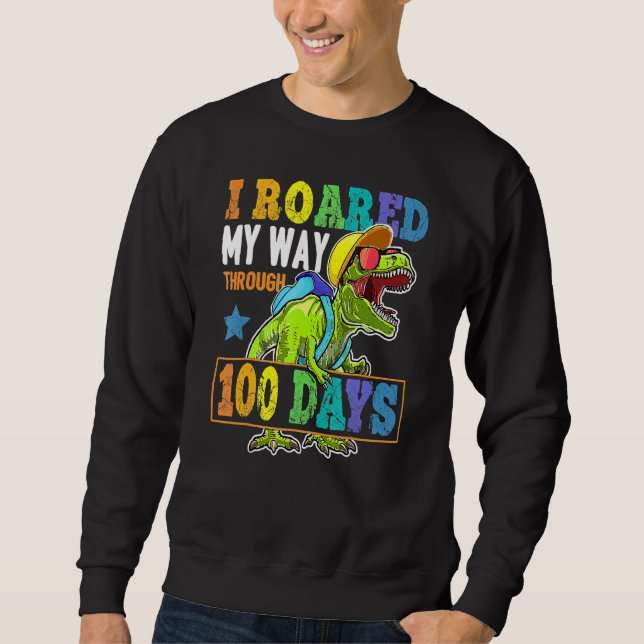 T Rex Dinosaur 100 Days Of School Boys Kids 100th  Sweatshirt (Vorderseite)