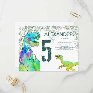 T Rex Dinosaur 5. Geburtstagsparty Einladung