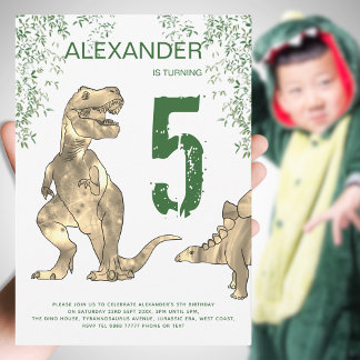 T-Rex Dinosaur 6. Geburtstagsparty Einladung