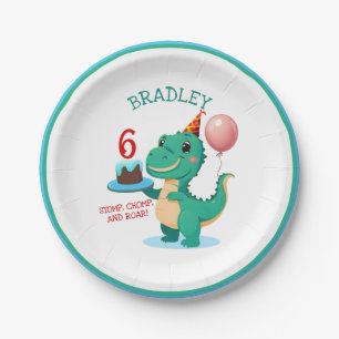 T Rex Dinosaur 6. Geburtstagsparty Pappteller