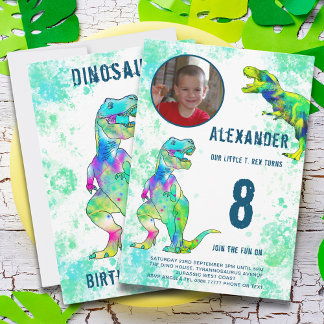 T-Rex Dinosaur 8. Geburtstagsparty Einladung