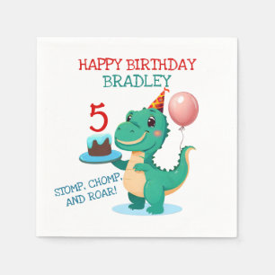 T Rex Dinosaur Add Age Happy Birthday Party Serviette