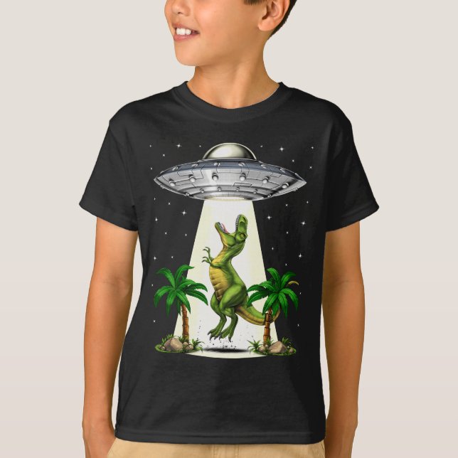 T-Rex Dinosaur Alien Entführung T-Shirt (Vorderseite)